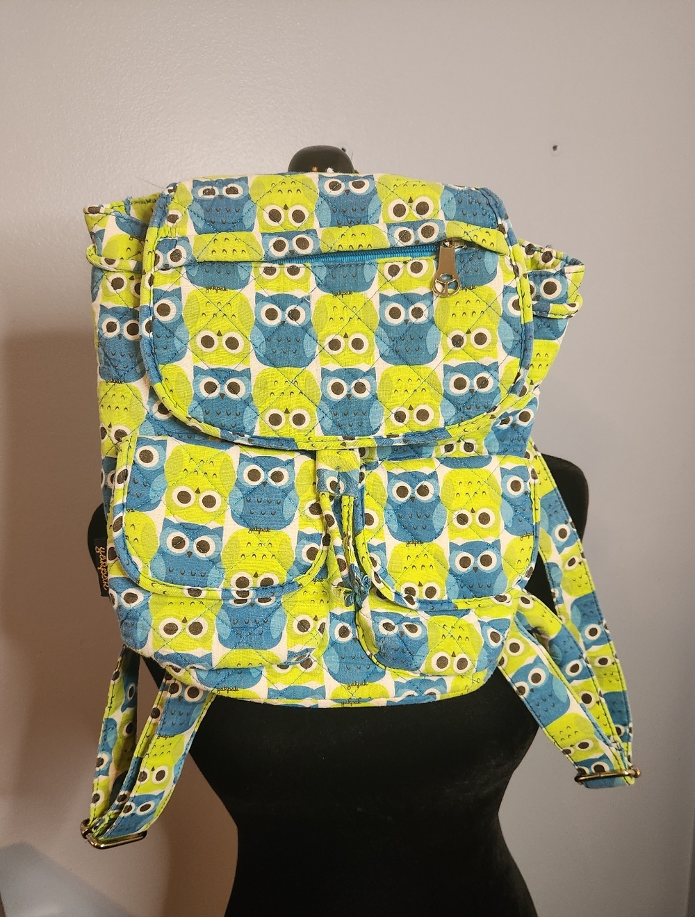 Vintage Yakpak Backpack Blue/Green Owl Bag
